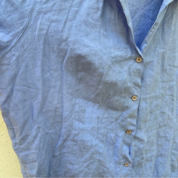 Marina Rinaldi Linen Shirt in Blue- 10 - Picture 3 of 5